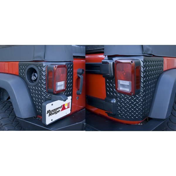 Jeep Wrangler JL Rear Tail Light Armor Guards - Black ABS Plastic Corner Protectors (2018-2021 Models)