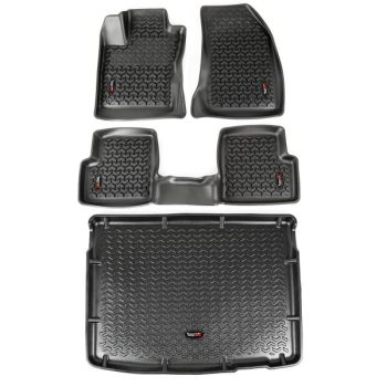 Floor Liners, Kit, Front, Rear, Cargo Liner, Black 15-16 Jeep Renegade Renegade 2015 on XTREME4X4