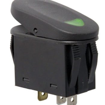 Rocker Switch, Two Position, Black with Green Indicator Light, Rugged Ridge, Universal Application Προβολείς XTREME4X4