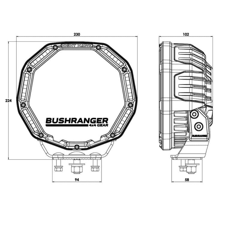 Night Hawk VLI 9″ Driving Light Bushranger XTREME4X4